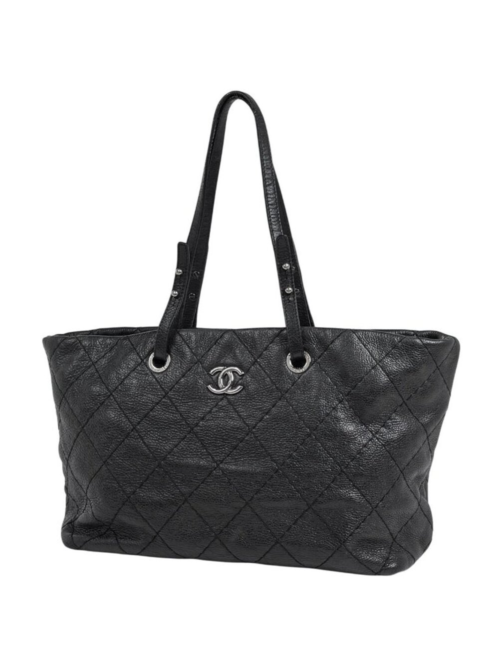 Chanel on the Road Tote CC Logo Leather Black